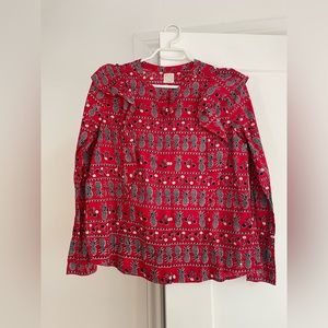 Des petits hauts French ruffled blouse with pineapple print